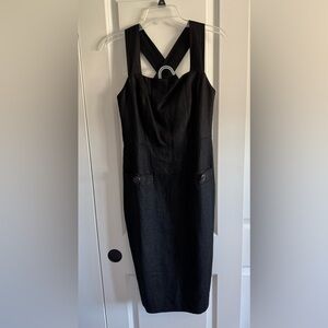 Andrea Jovine black linen sheath dress